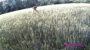 Beautiful peasant woman enjoys outdoor activities with friends