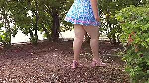 Big juicy fat ass busty white girl contrasts with black cock blowjob. Bbw milf in mini short dress flashes thick curvy booty in public and enjoys creampie sex with stranger in car outdoors.