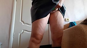 Milf Secretary in Leather Skirt Masturbates in Office with Sex Toy!