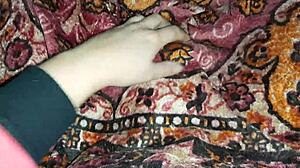 Brunette Girlfriend Gives Cunnilingus to Friend in Tent on Halloween Night