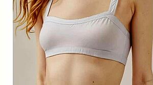 Lingerie models show flower panties barefoot