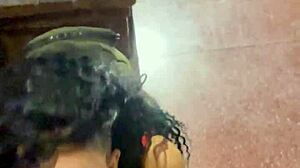 In a public street in Buenos Aires, this Argentinian teen amateur takes cum outdoors as a voyeur watches her prostitute act.