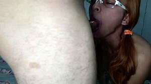 so this peruvian teen candyboom gives homemade blowjob with shaved pussy play until cum in mouth and facial