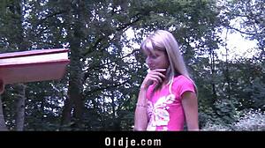 Gina pays the old cashier with fuck