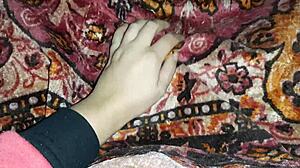 Brunette Girlfriend Gives Cunnilingus to Friend in Tent on Halloween Night