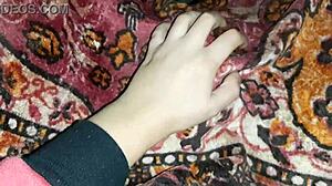 Brunette Girlfriend Gives Cunnilingus to Friend in Tent on Halloween Night