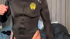 sexy female russian bodybuilder vladislava galagan is sporting a swat uniform, casually showing off her sexy muscled body in that tight uniform during the holiday