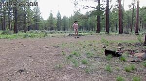 simscristian05 naked at campground entrance in sheer see-through outfit for public flashing exhibition