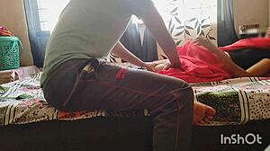 Desi Bhabhi In Red Saree Seduces Servant For Wet Pussy Play With His Hard Dick And Ass Shaking