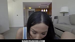 Overwhelmed by Guilt and Desire as Perv Stepdad Saves and Punishes Bratty Brunette Stepdaughter Mila Monet in Garage Doggystyle