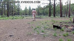 simscristian05 naked at campground entrance in sheer see-through outfit for public flashing exhibition