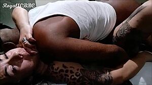 Delivering Intense Double Cumshots to Brunette with Massive Breasts in Interracial Encounter