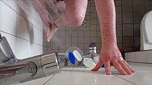 sexy european german pisses in shower with toe fetish details