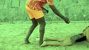 Black stud spots latina on beach, drags her home for wet pussy pounding