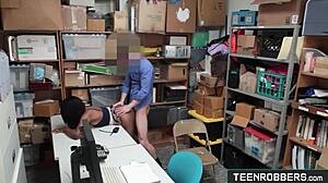 I catch this young 18+ ebony shoplifter daya knight in the office and fuck her doggystyle as the secret guard