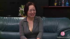 Hey, wanna see forty-year-old wife Akiko Nishina's AV debut with blowjob, doggystyle, and cumshot action?