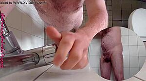 sexy european german pisses in shower with toe fetish details