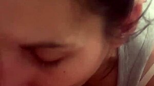 Betty explores deepthroat techniques with impressive skill and focus on her boobs and tits