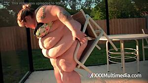 obese ssbbw ivy davenports gets her fat rolls stuck in a chair