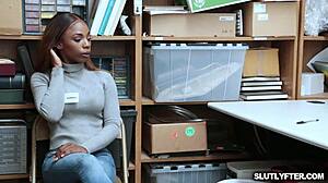 lp officer contrasts control by pounding sarah banks ebony pussy at work