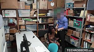 I catch this young 18+ ebony shoplifter daya knight in the office and fuck her doggystyle as the secret guard