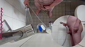 sexy european german pisses in shower with toe fetish details