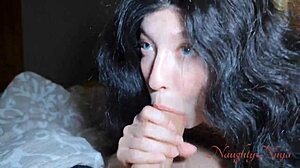 my step-mom was blowing me while nightwalking with big tits and mature curvy body