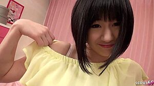 Petite japanese virgin teen 18 talks to first time with fat cock for suck and taste cum in uncensored jav porn.