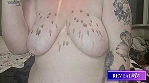 I reveal curvy babe massage with hot wax back tit drip fetish in tight pussy clothes ripped