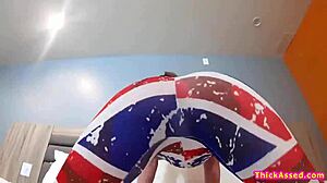 Big ass Kenzie Madison deepthroats a lollipop on her way to her room. She twerks her big tight ass on the bed to make the guy hard.