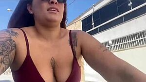 I rode my bike without panties and my pussy got all sweaty from flashing on the street