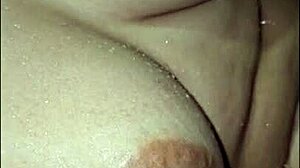 Mature milf invites me to bathroom for big tits anal toy play with squirting creampie in tight pussy.