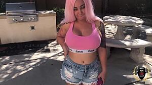 curvy barbi with pink hair gets cum from rome major