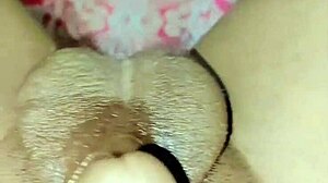 Rubbing Limp Little Clitty and Pissing in Solo Tease with Panties and Thong Aside
