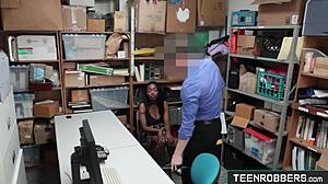I catch this young 18+ ebony shoplifter daya knight in the office and fuck her doggystyle as the secret guard