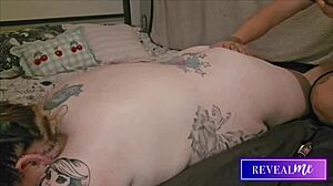 I reveal curvy babe massage with hot wax back tit drip fetish in tight pussy clothes ripped