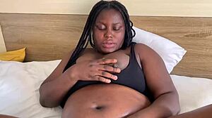 Pregnant African Lesbian With Fine Tits Boobs Twerking Black Ass And Fucking Herself With Big Cucumber!