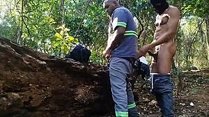 Peguei um fortão pai de familia no mato e macetei with brazilian black pornstar bodybuilder in uniform