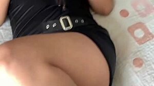 Amateur latina babe masturbates cute pussy with fingering in public outdoor spot