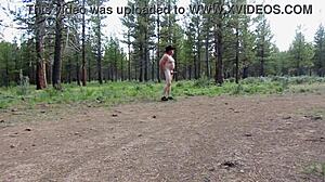 simscristian05 naked at campground entrance in sheer see-through outfit for public flashing exhibition