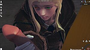 Honey Select 2 Videogame Blonde in White Lingerie Whipping and Fucking