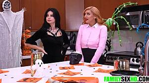 Step Family Halloween Group Sex with Teen Virgins in Old and Young 18+ Orgy