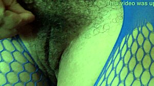 In my bedroom, my horny stepson arrived to explore my mature hairy pussy up close.