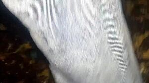 Pantalones orinados with pañal de tela lead to two delicious orgasms using pajita on rainy night!