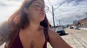 I rode my bike without panties and my pussy got all sweaty from flashing on the street