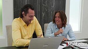 Boss Lady Jordan Maxx Regrets Harsh Treatment As Employees Pound Her Big Tits And Pussy In 3some! Blackmailed Nerd Glasses Milf Gets Intense Group Action.