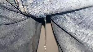 Pantalones orinados with pañal de tela lead to two delicious orgasms using pajita on rainy night!