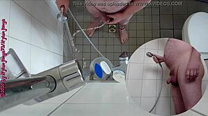 sexy european german pisses in shower with toe fetish details