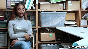 lp officer contrasts control by pounding sarah banks ebony pussy at work