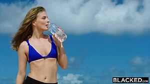 Blacked Blonde Takes Spontaneous BBC in Doggystyle and Cowgirl on Vacation